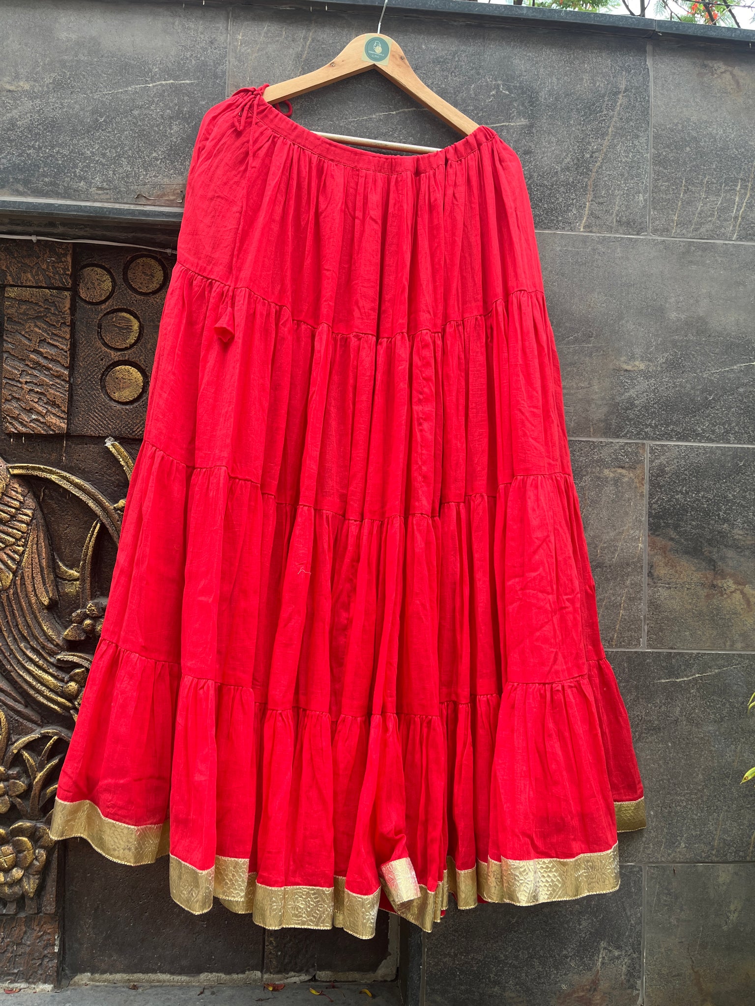 MULMUL COTTON RED SKIRT HANDMADEAHOLIC BY MISHKA