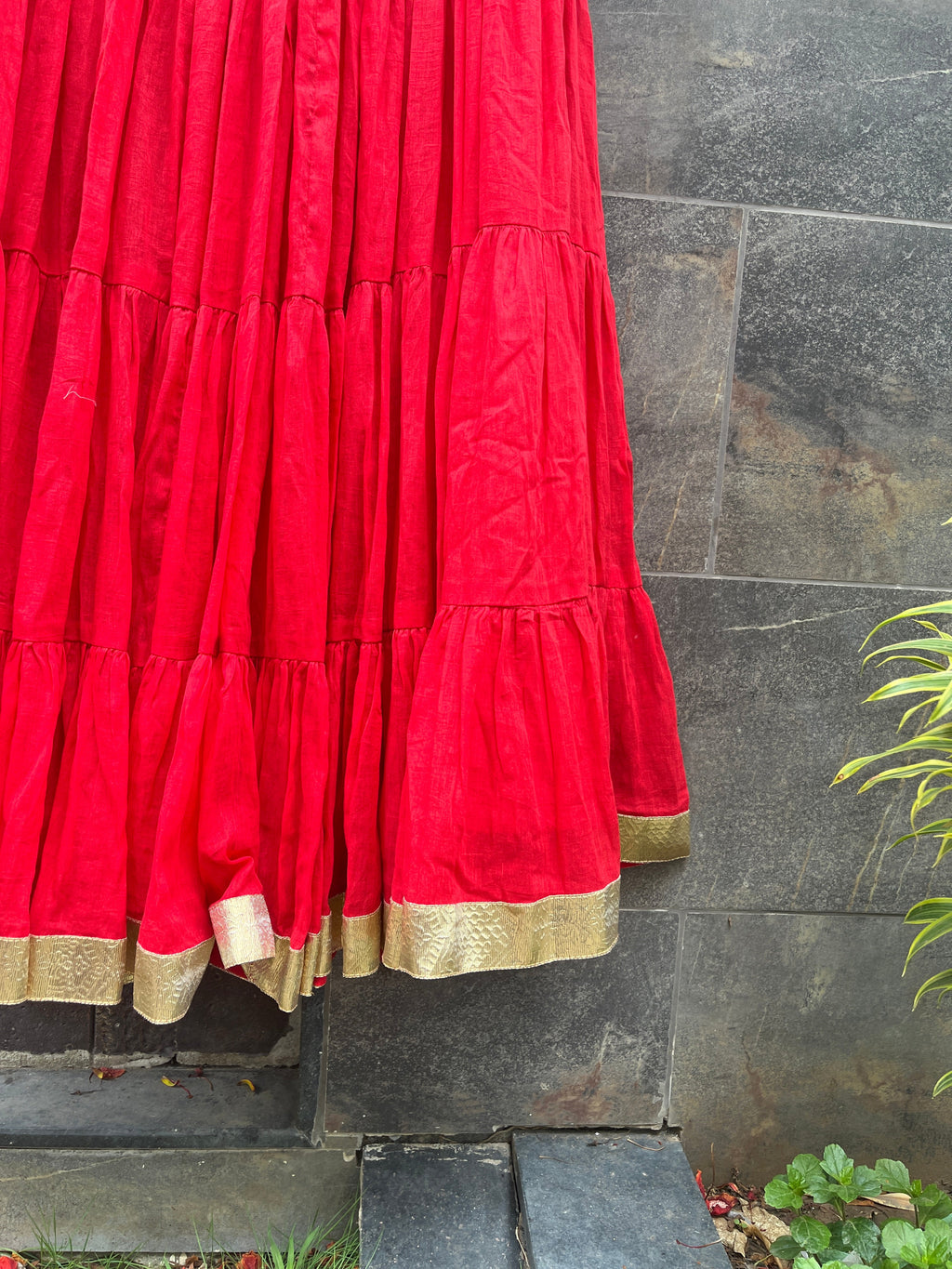 MULMUL COTTON RED SKIRT HANDMADEAHOLIC BY MISHKA