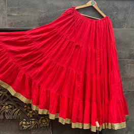 MULMUL COTTON RED SKIRT HANDMADEAHOLIC BY MISHKA