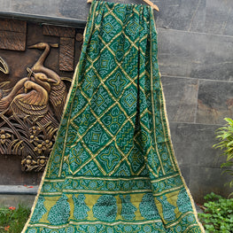 GREEN COTTON BANDHANI DUPATTA HANDMADEAHOLIC BY MISHKA