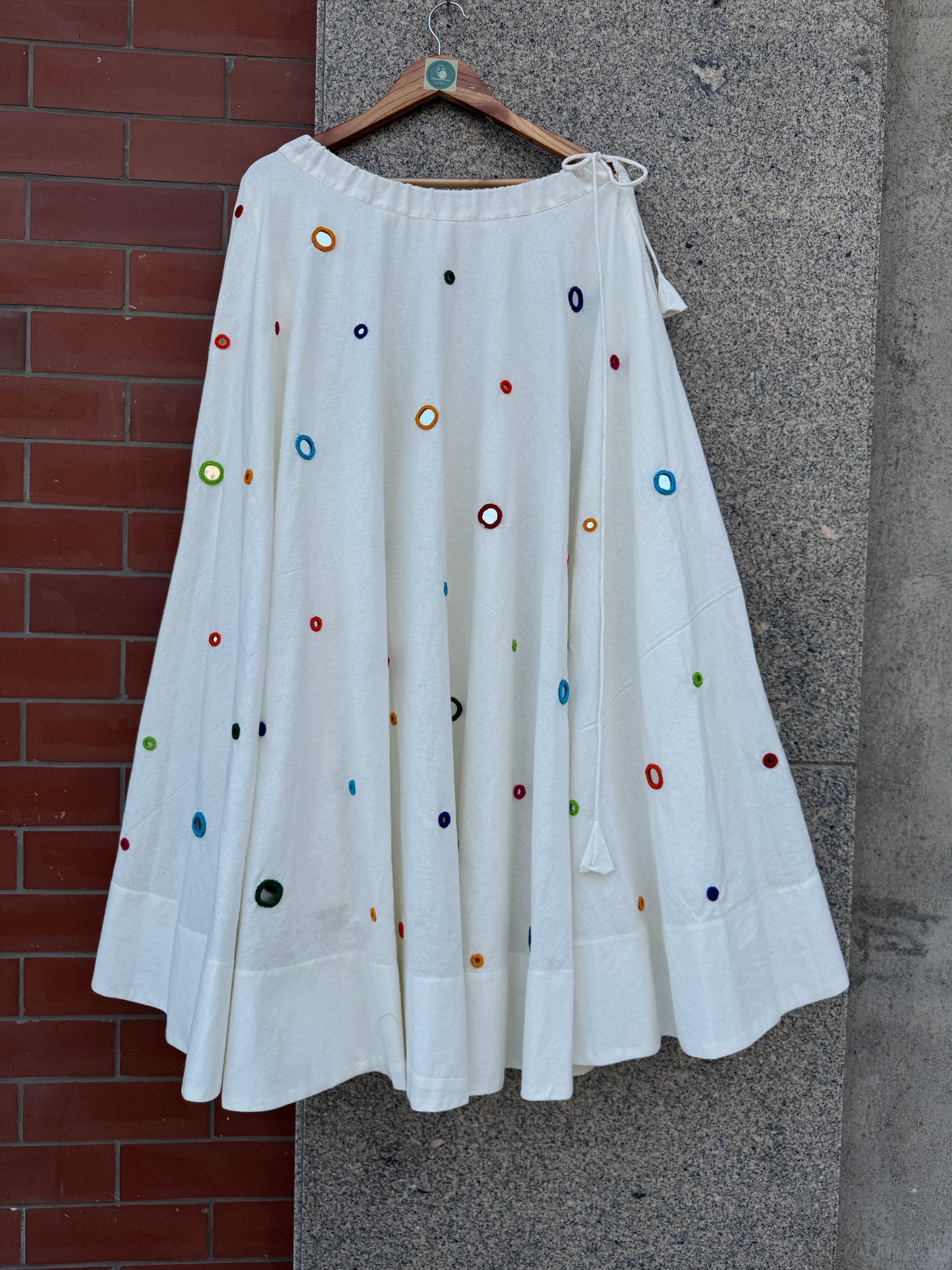 OFF WHITE UMBRELLA MULTI MIRROR WORK SKIRT
