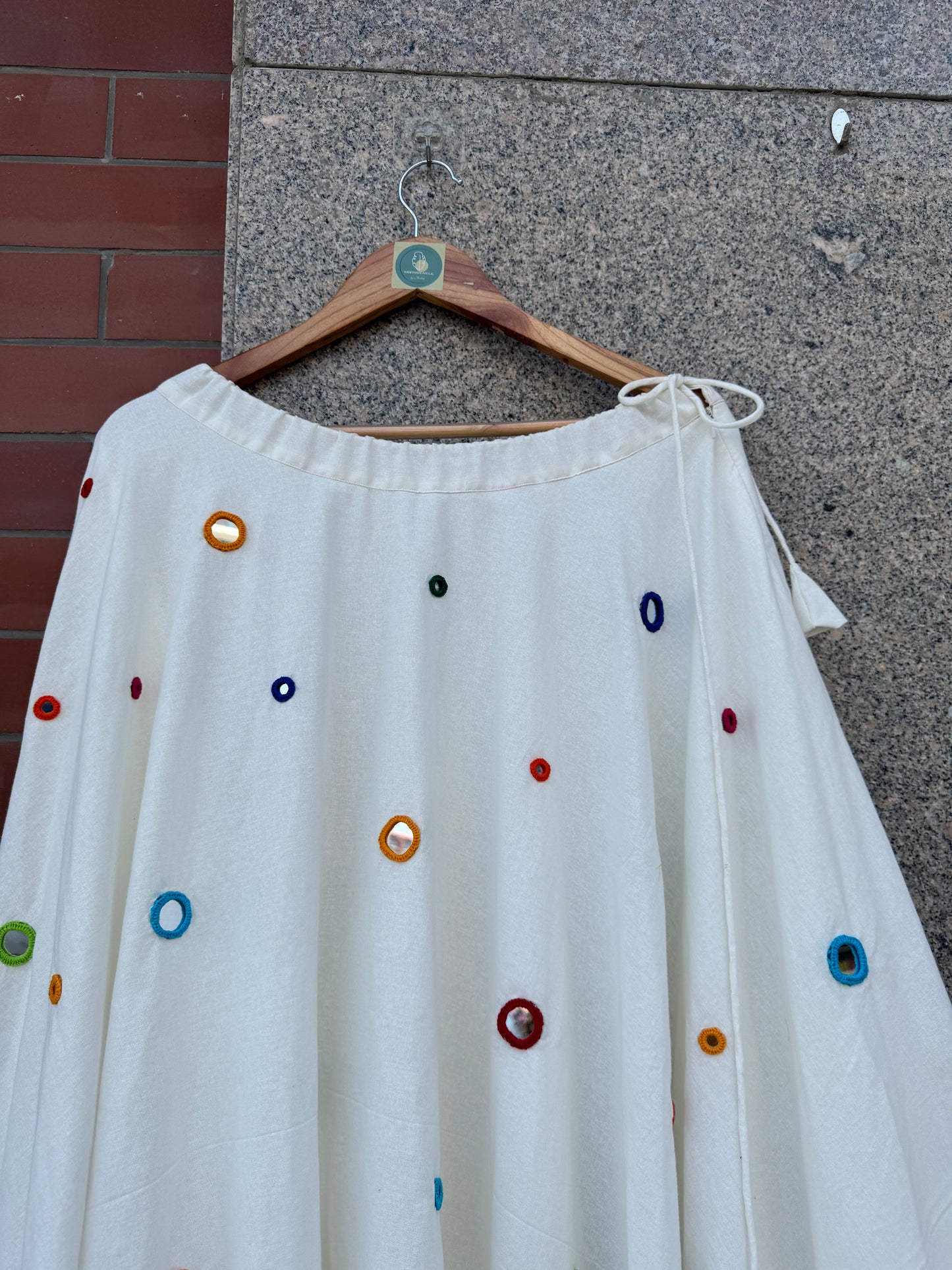 OFF WHITE UMBRELLA MULTI MIRROR WORK SKIRT