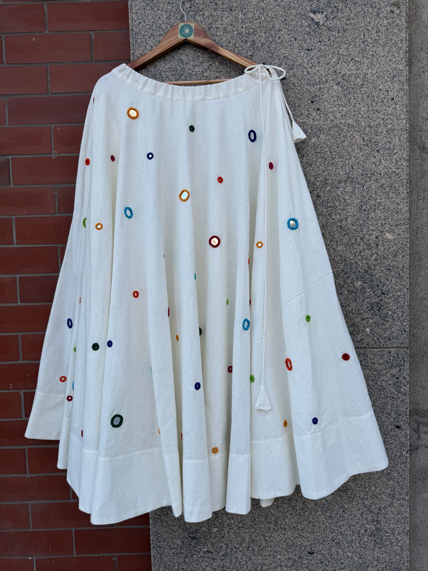 OFF WHITE UMBRELLA MULTI MIRROR WORK SKIRT