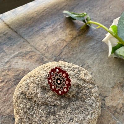 MAROON AJRAKH RING HANDMADEAHOLIC BY MISHKA