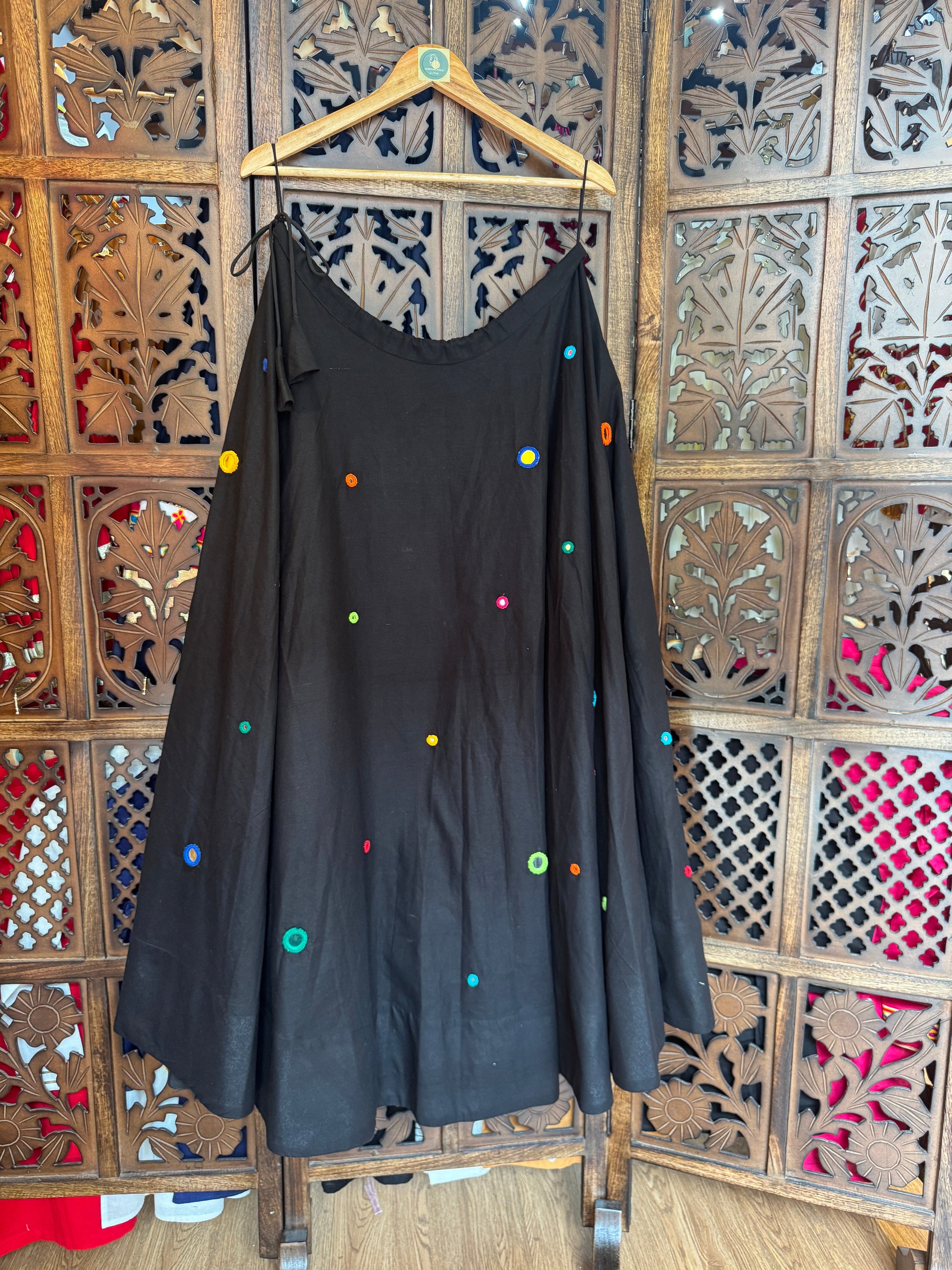 BLACK UMBRELLA MULTI MIRROR WORK SKIRT HANDMADEAHOLIC BY MISHKA