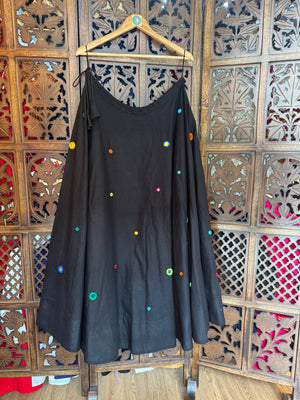 BLACK UMBRELLA MULTI MIRROR WORK SKIRT HANDMADEAHOLIC BY MISHKA