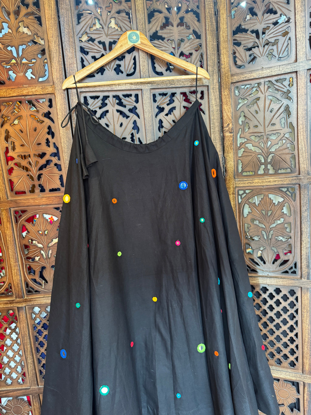 BLACK UMBRELLA MULTI MIRROR WORK SKIRT HANDMADEAHOLIC BY MISHKA