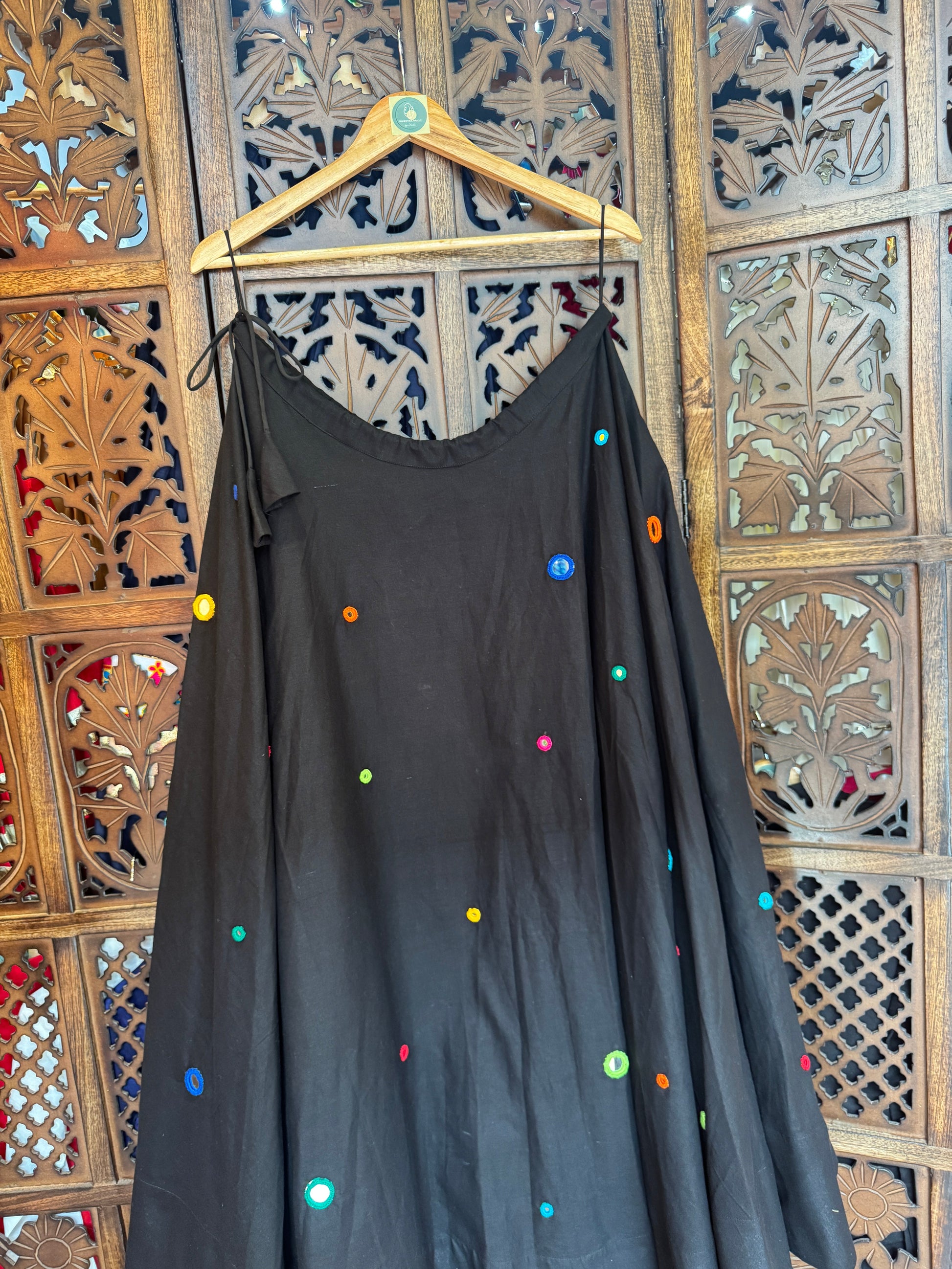 BLACK UMBRELLA MULTI MIRROR WORK SKIRT HANDMADEAHOLIC BY MISHKA