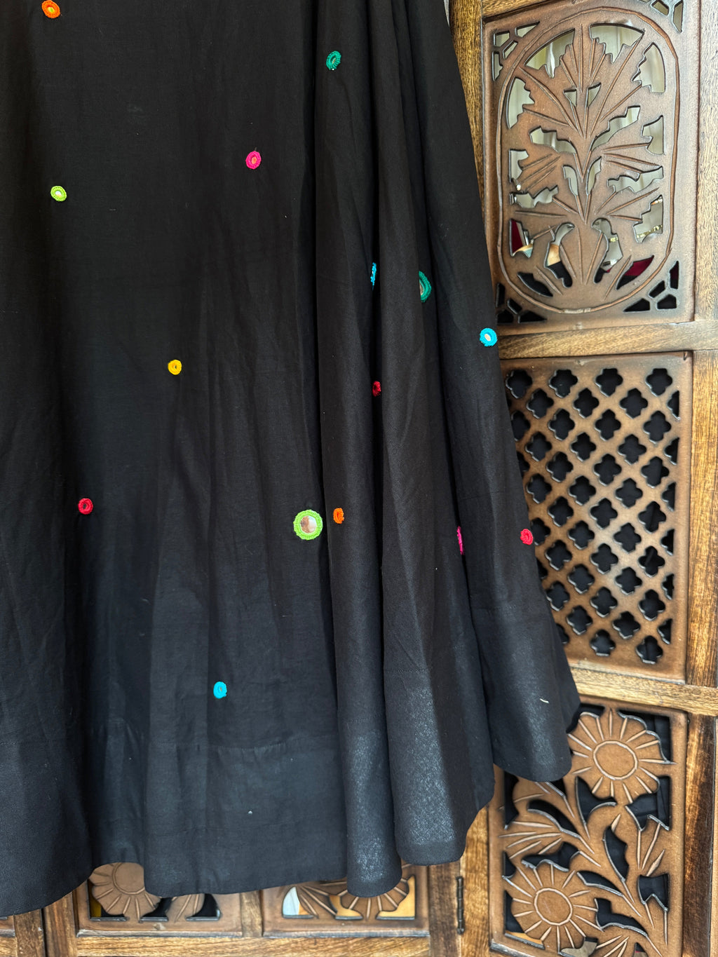 BLACK UMBRELLA MULTI MIRROR WORK SKIRT HANDMADEAHOLIC BY MISHKA