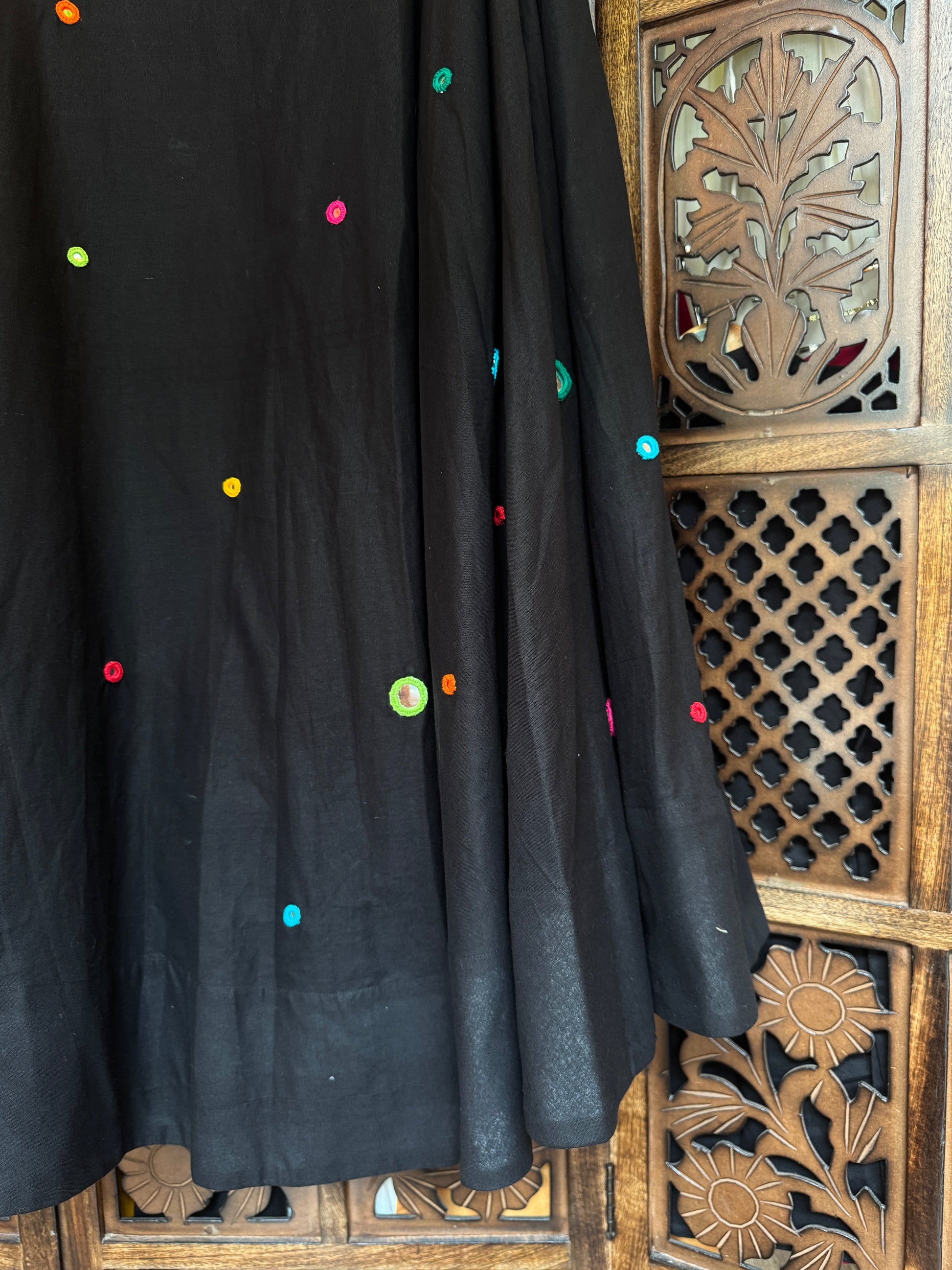 BLACK UMBRELLA MULTI MIRROR WORK SKIRT HANDMADEAHOLIC BY MISHKA