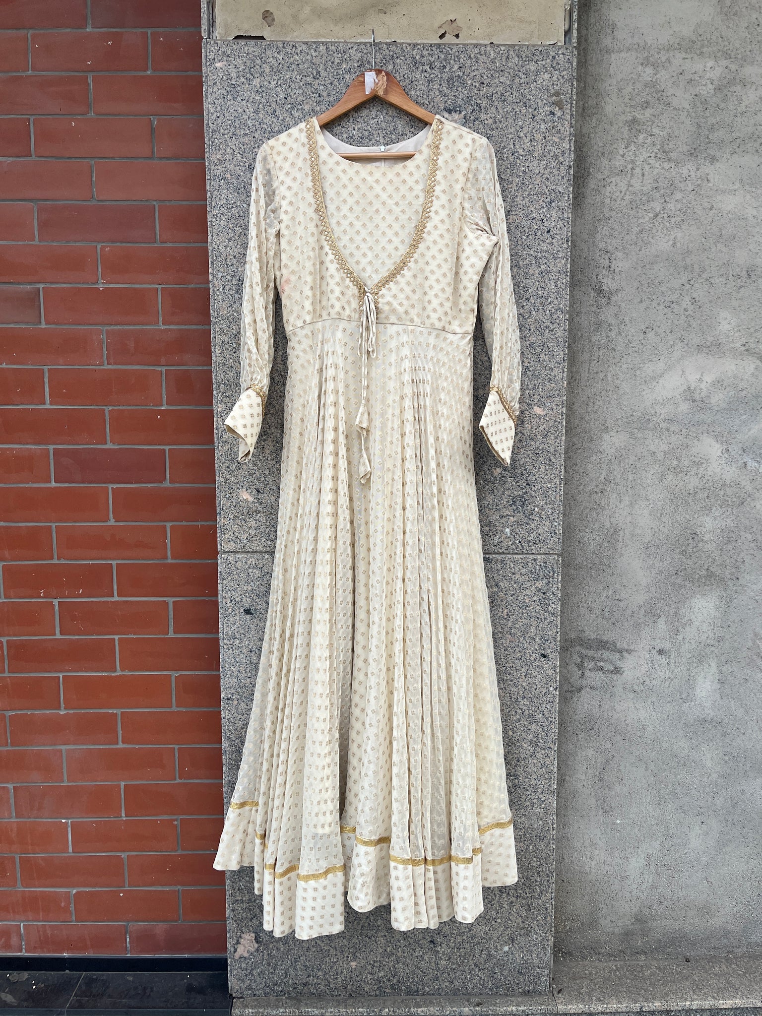 JUTE GEORGETTE OFF WHITE INDIAN WEDDING GOWN - handmadeaholicmishka