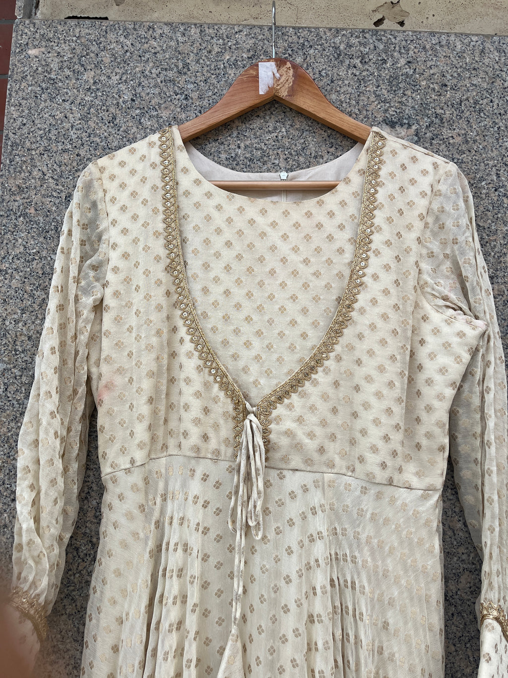 JUTE GEORGETTE OFF WHITE INDIAN WEDDING GOWN - handmadeaholicmishka