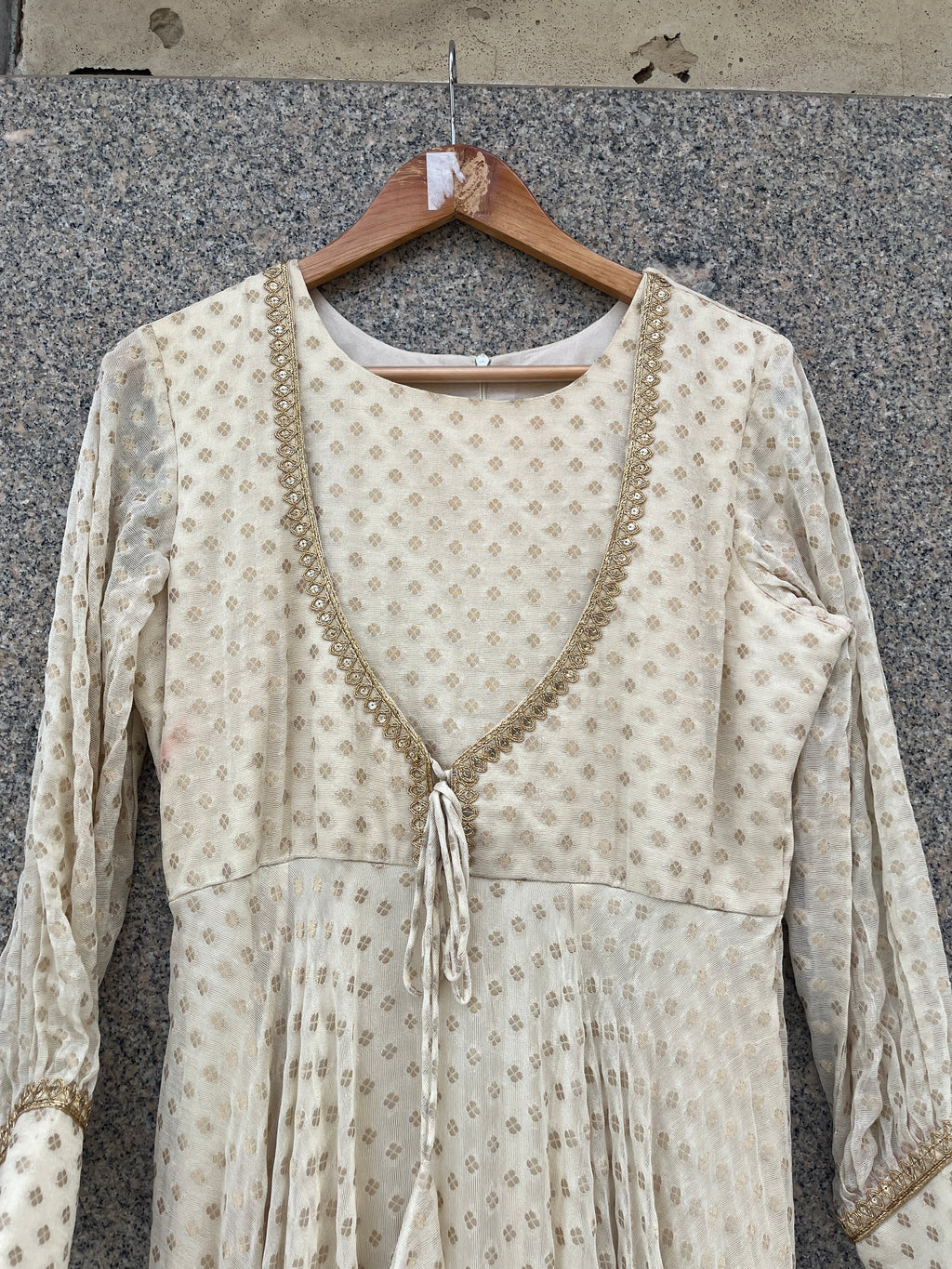 JUTE GEORGETTE OFF WHITE INDIAN WEDDING GOWN - handmadeaholicmishka