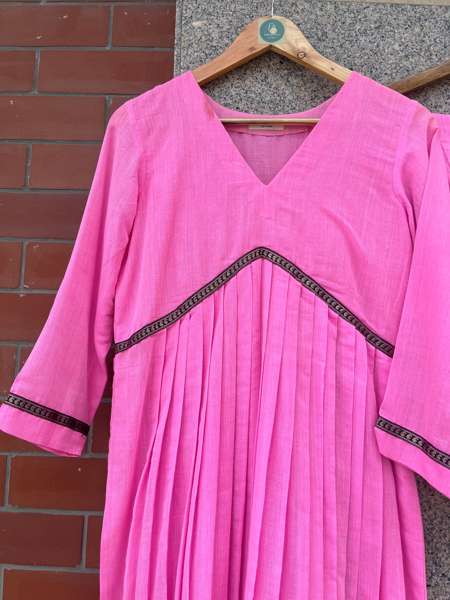 BABY PINK ANARKALI KURTA WITH PANT - handmadeaholicmishka