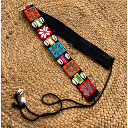 MULTI SQUARE MIRROR WITH COWRIE BLACK BELT HANDMADEAHOLIC BY MISHKA