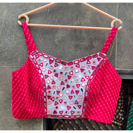 PINK LAHERIYA SPAGHETTI BLOUSE HANDMADEAHOLIC BY MISHKA