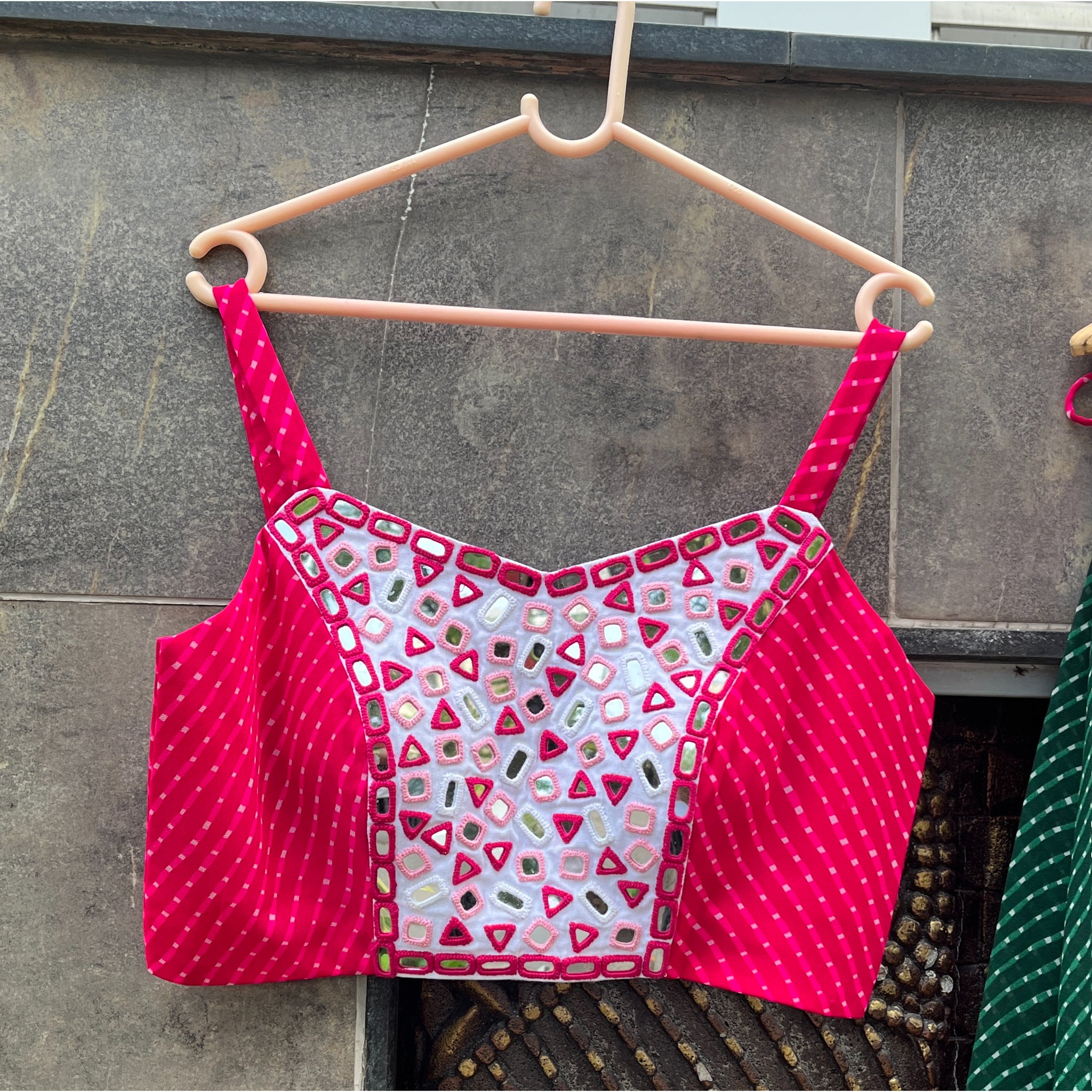 PINK LAHERIYA SPAGHETTI BLOUSE HANDMADEAHOLIC BY MISHKA