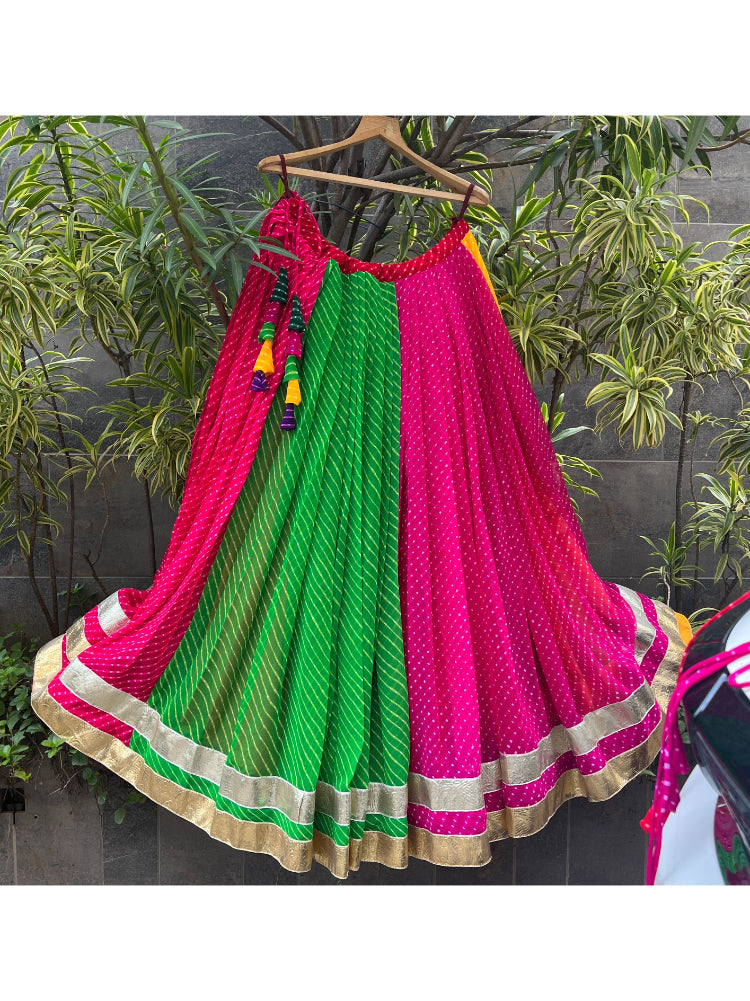 RED BLOUSE WITH LAHERIYA SKIRT HANDMADEAHOLIC BY MISHKA