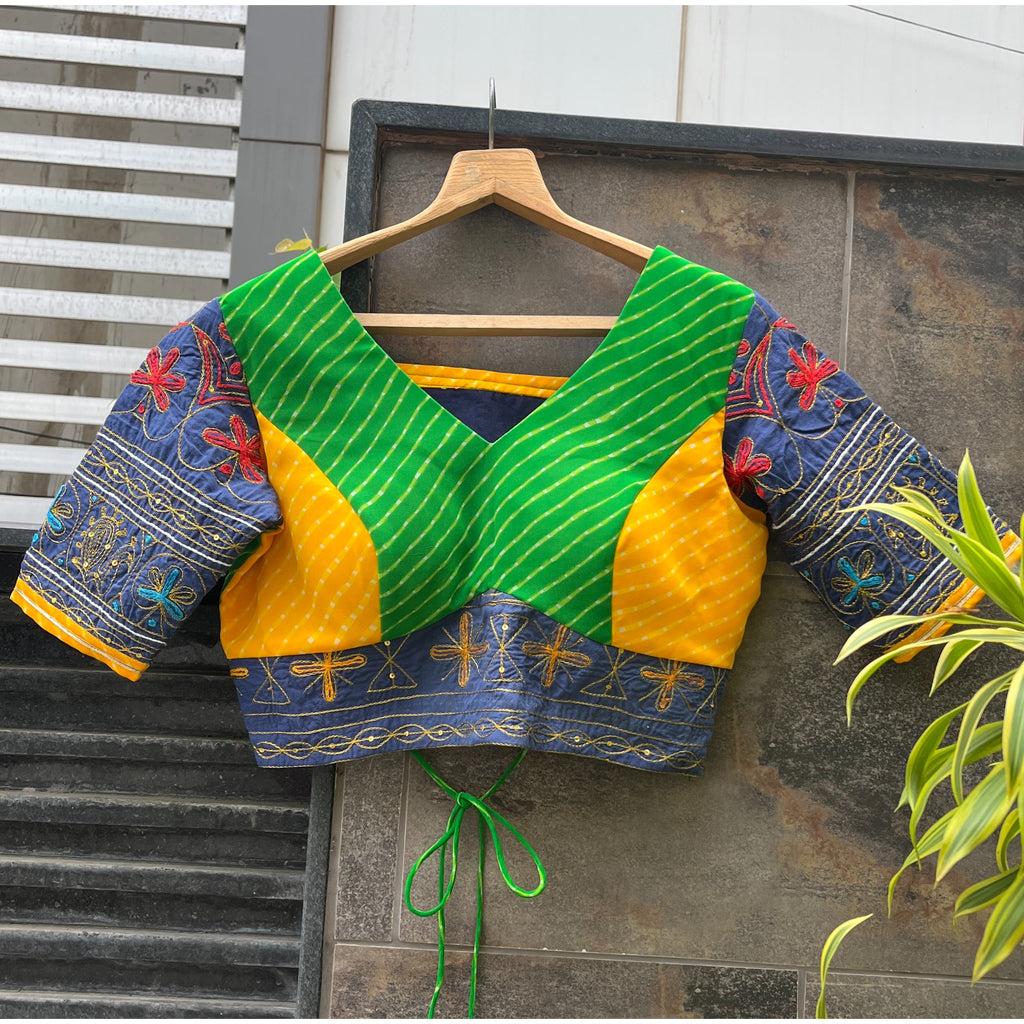 GREEN YELLOW VINTAGE BLOUSE HANDMADEAHOLIC BY MISHKA
