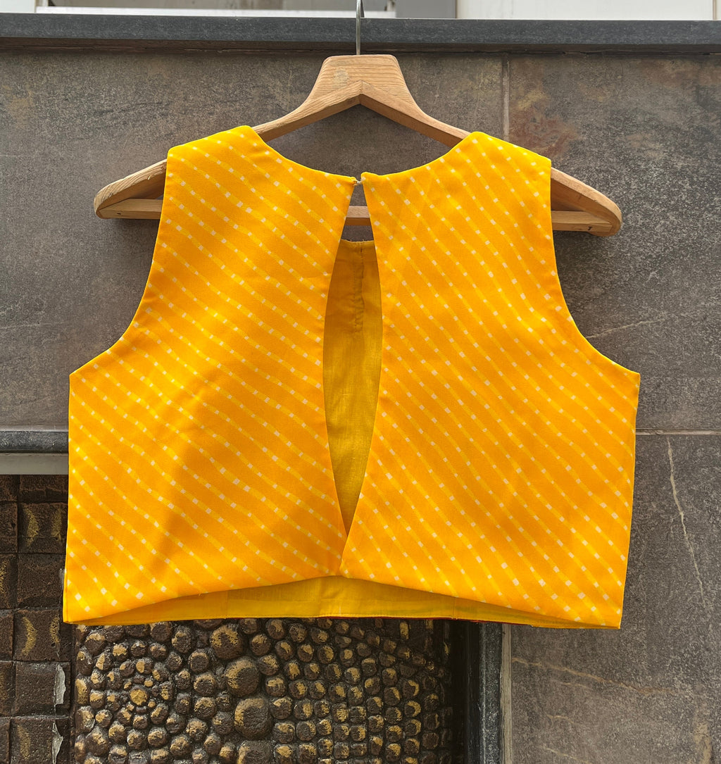 YELLOW BLOUSE WITH LAHERIYA SKIRT HANDMADEAHOLIC BY MISHKA