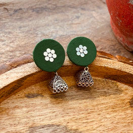 GREEN SILVER EARRINGS HANDMADEAHOLIC BY MISHKA