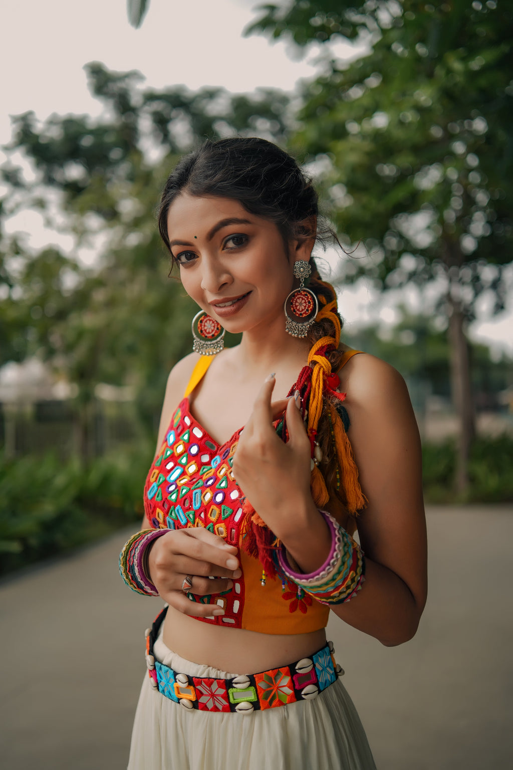 OFF WHITE & YELLOW MULMUL CHANIYA CHOLI HANDMADEAHOLIC BY MISHKA
