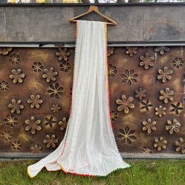 WHITE VINTAGE DUPATTA - handmadeaholicmishka