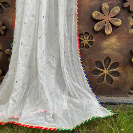 WHITE VINTAGE DUPATTA - handmadeaholicmishka