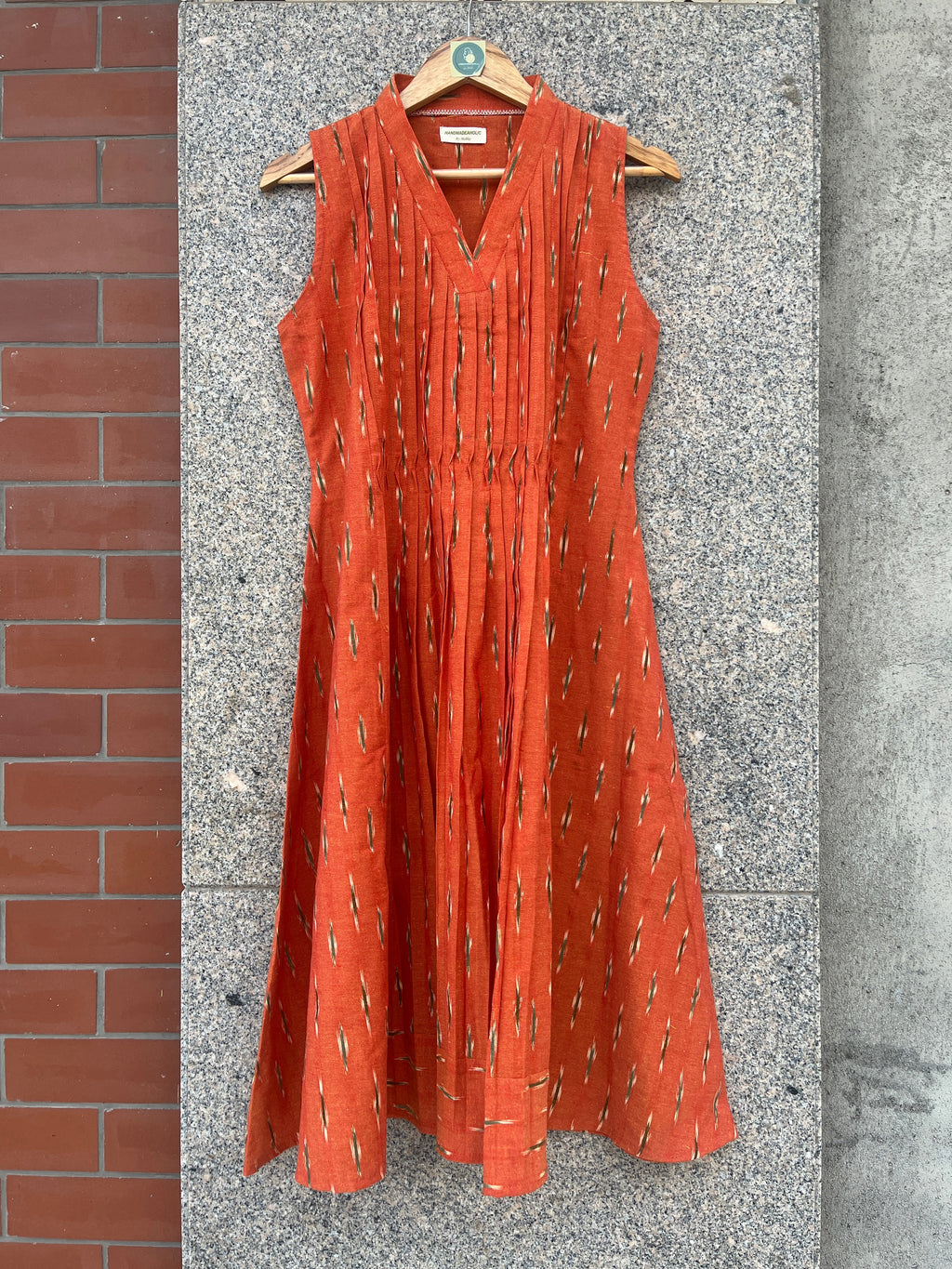 ORANGE IKAT COTTON A-LINE DRESS HANDMADEAHOLIC BY MISHKA
