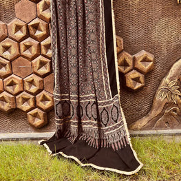 BLACK AJRAKH DUPATTA HANDMADEAHOLIC BY MISHKA