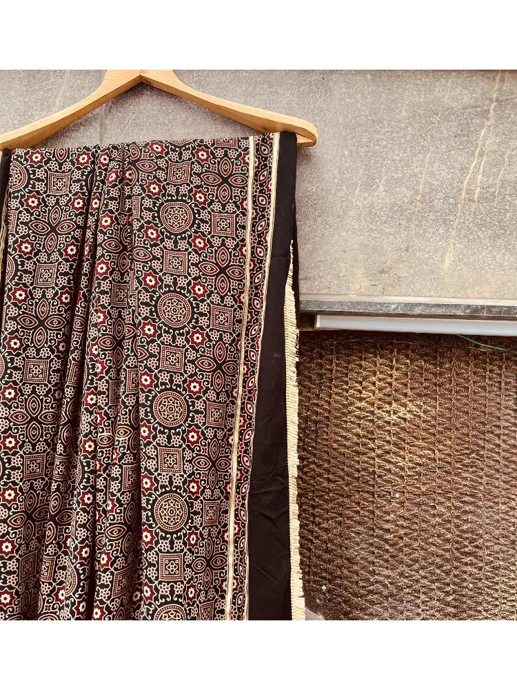 BLACK AJRAKH DUPATTA HANDMADEAHOLIC BY MISHKA