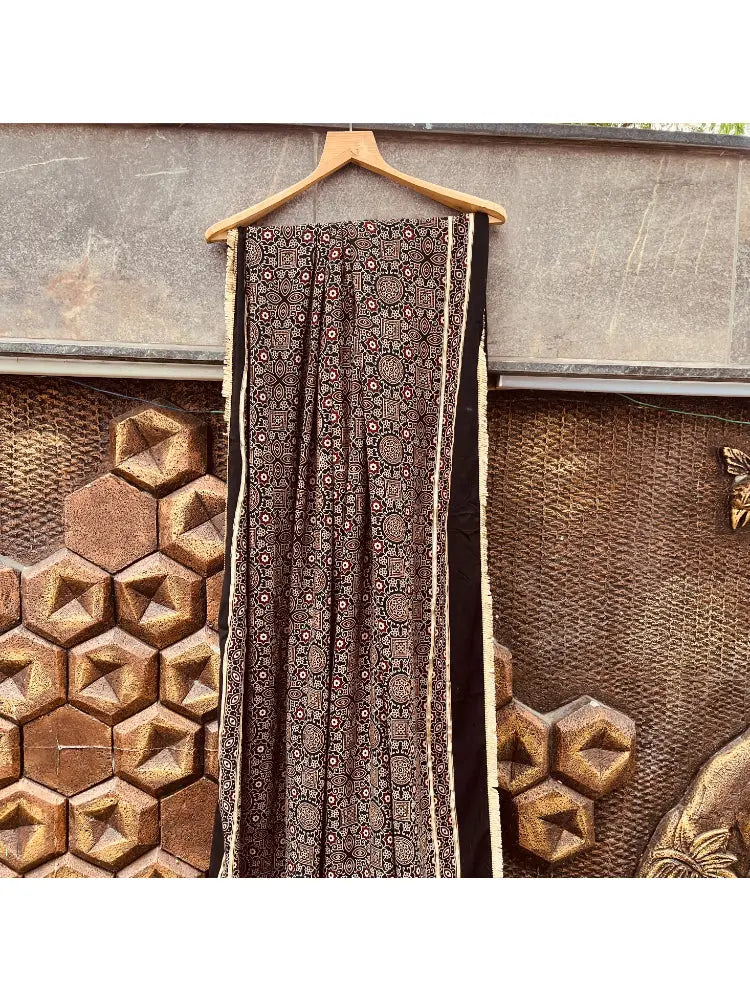 BLACK AJRAKH DUPATTA HANDMADEAHOLIC BY MISHKA
