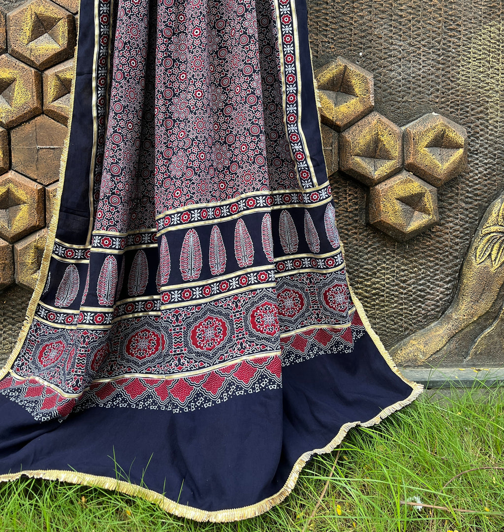 BLUE AJRAKH DUPATTA HANDMADEAHOLIC BY MISHKA