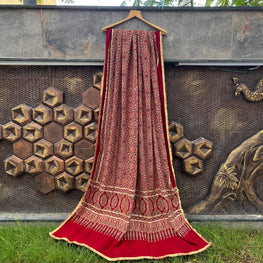 RED AJRAKH DUPATTA HANDMADEAHOLIC BY MISHKA