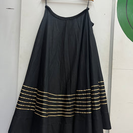 BLACK KHADI COTTON SKIRT WITH GOTA  LACE HANDMADEAHOLIC BY MISHKA