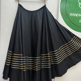 BLACK KHADI COTTON SKIRT WITH GOTA  LACE HANDMADEAHOLIC BY MISHKA