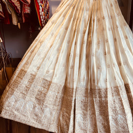 CREAM BANARASI PANNEL SKIRT HANDMADEAHOLIC BY MISHKA