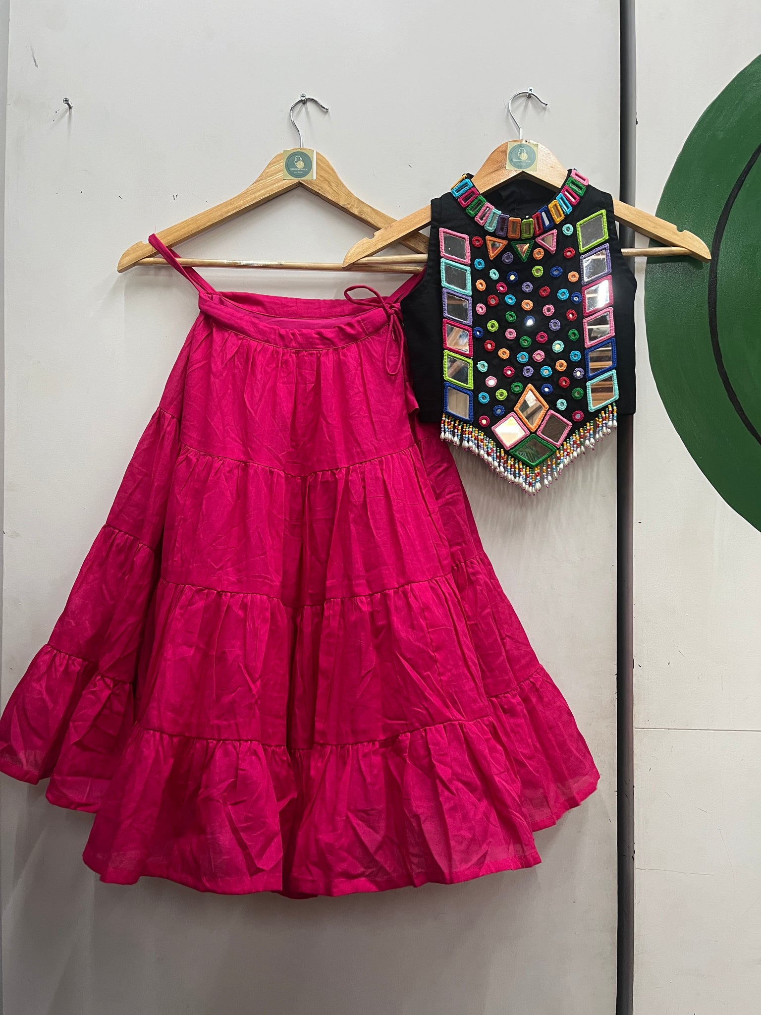 BLACK AND RANI PINK KIDS CHOLI HANDMADEAHOLIC BY MISHKA