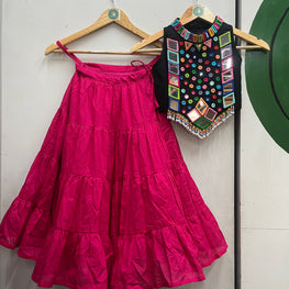 BLACK AND RANI PINK KIDS CHOLI HANDMADEAHOLIC BY MISHKA