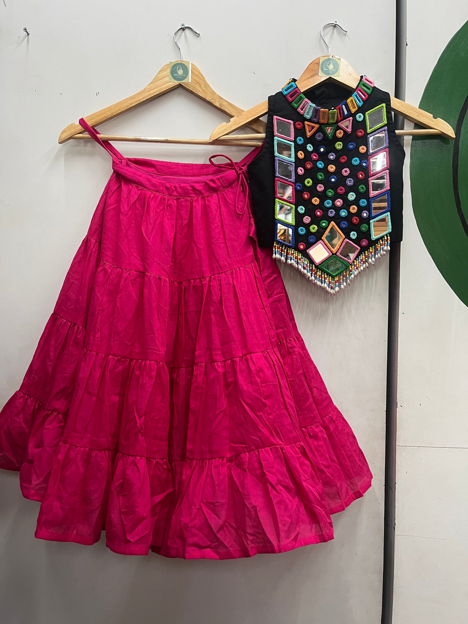 BLACK AND RANI PINK KIDS CHOLI HANDMADEAHOLIC BY MISHKA