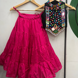 BLACK AND RANI PINK KIDS CHOLI HANDMADEAHOLIC BY MISHKA