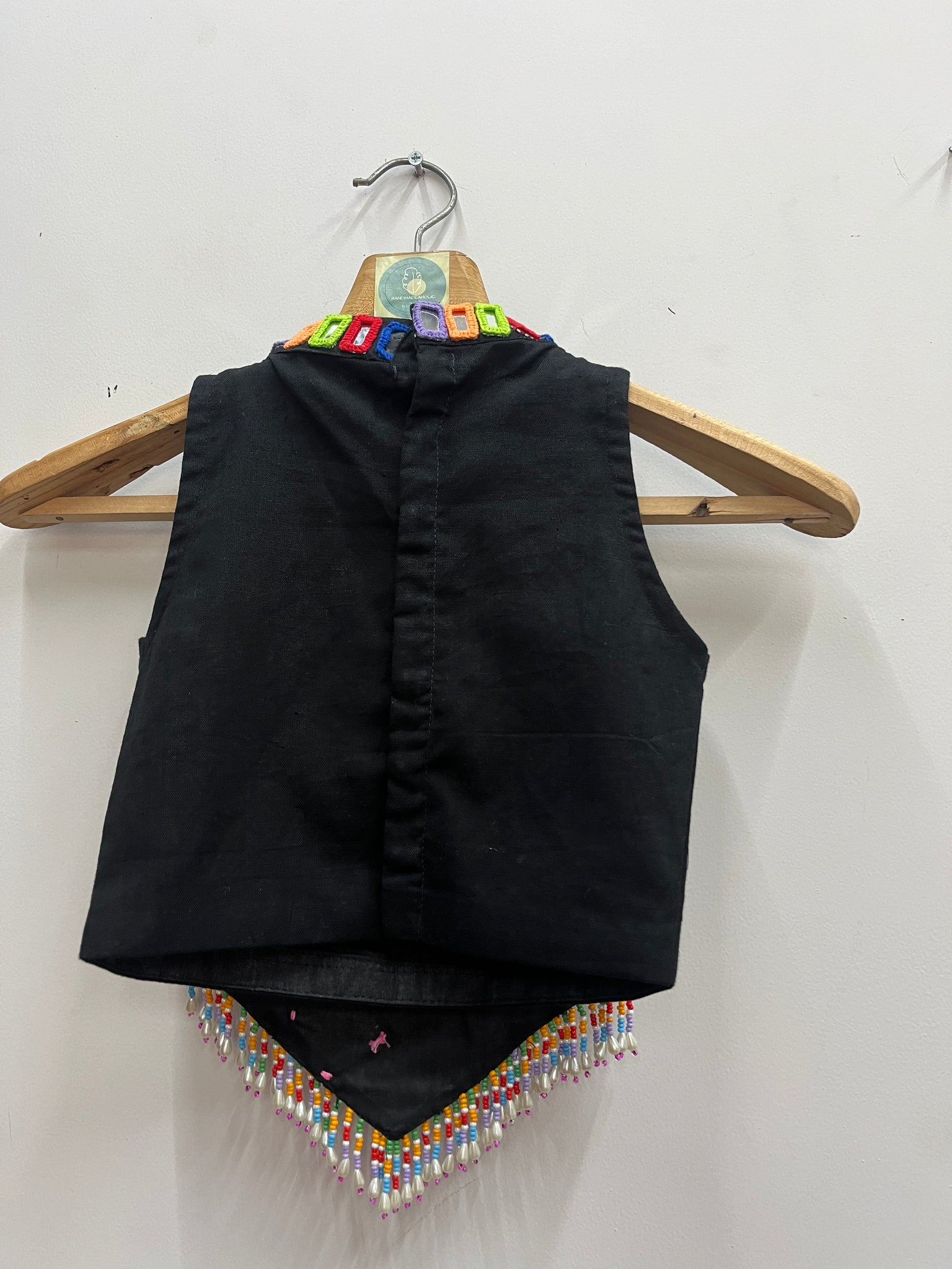 BLACK AND RANI PINK KIDS BLOUSE HANDMADEAHOLIC BY MISHKA