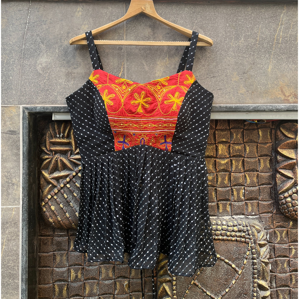 BLACK LAHERIYA VINTAGE LONG BLOUSE HANDMADEAHOLIC BY MISHKA