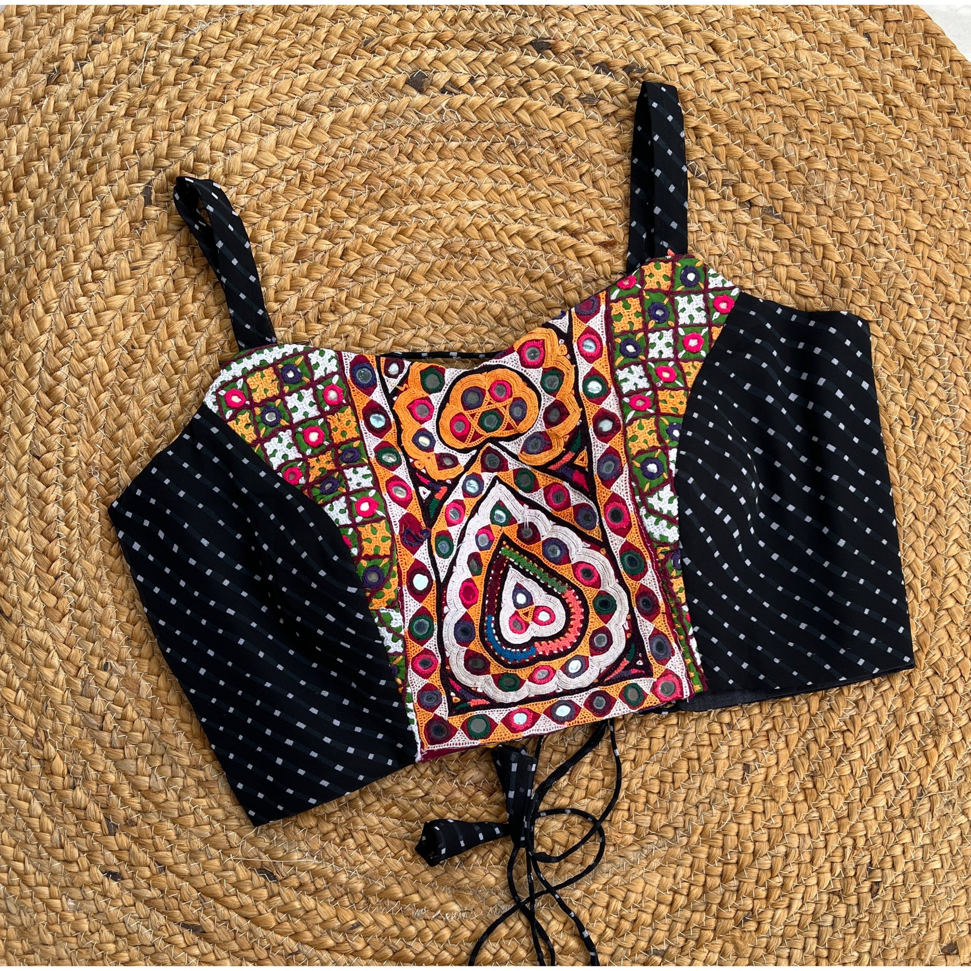 BLACK LAHERIYA BANJARA BLOUSE HANDMADEAHOLIC BY MISHKA