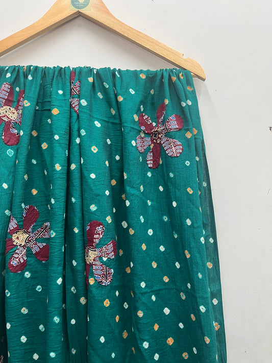 PEACOCK BLUE AND MAROON AJRAKH DUPATTA HANDMADEAHOLIC BY MISHKA