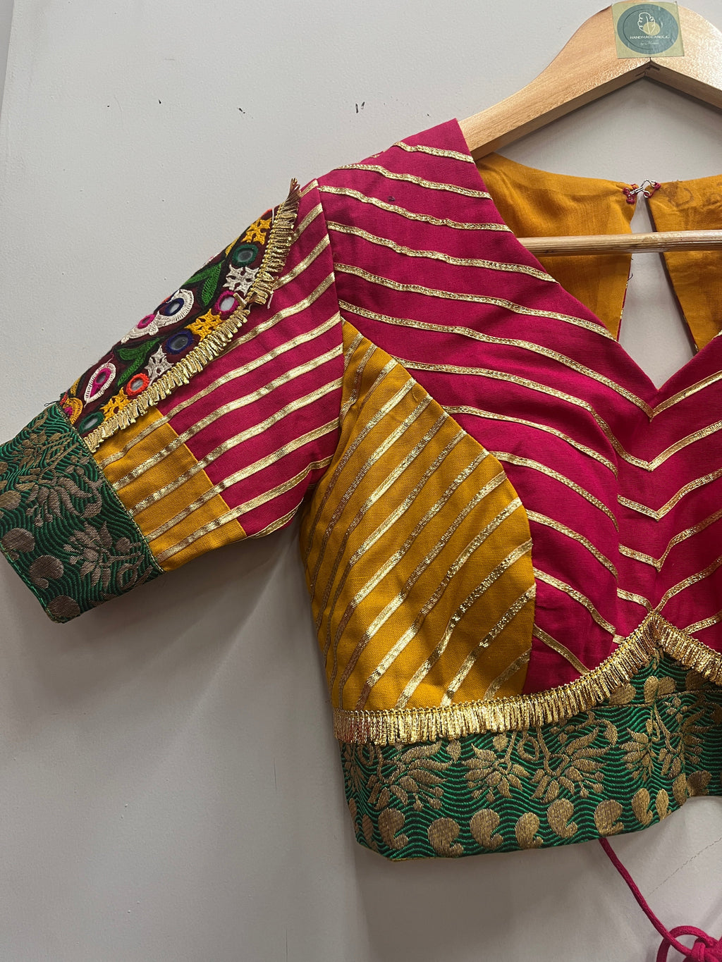 PINK AND YELLOW BANJARA BLOUSE HANDMADEAHOLIC BY MISHKA