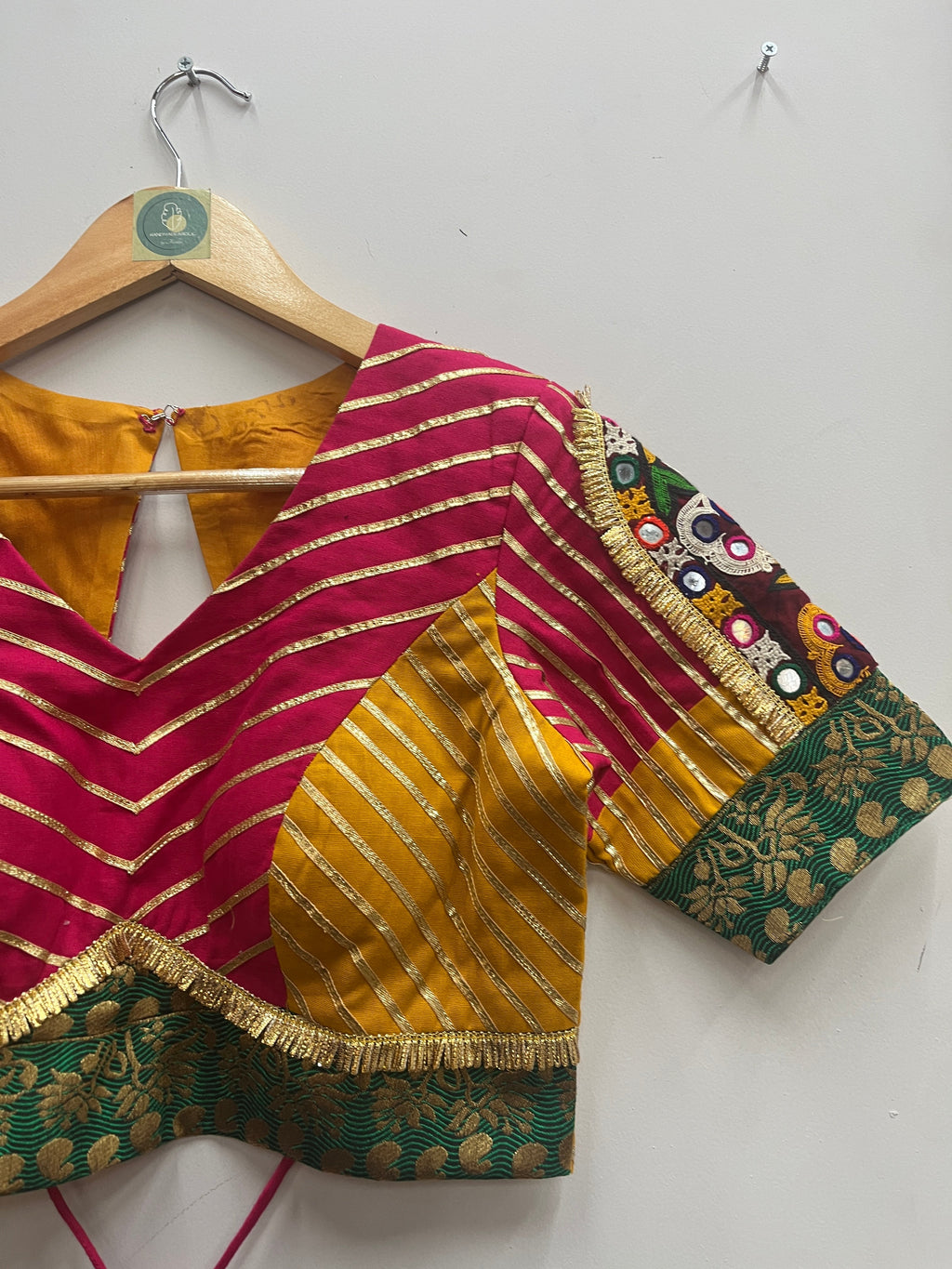 PINK AND YELLOW BANJARA BLOUSE HANDMADEAHOLIC BY MISHKA