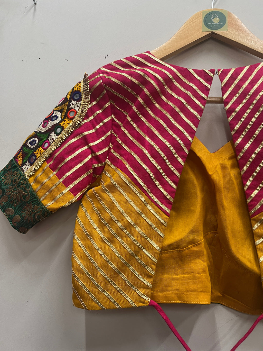 PINK AND YELLOW BANJARA BLOUSE HANDMADEAHOLIC BY MISHKA