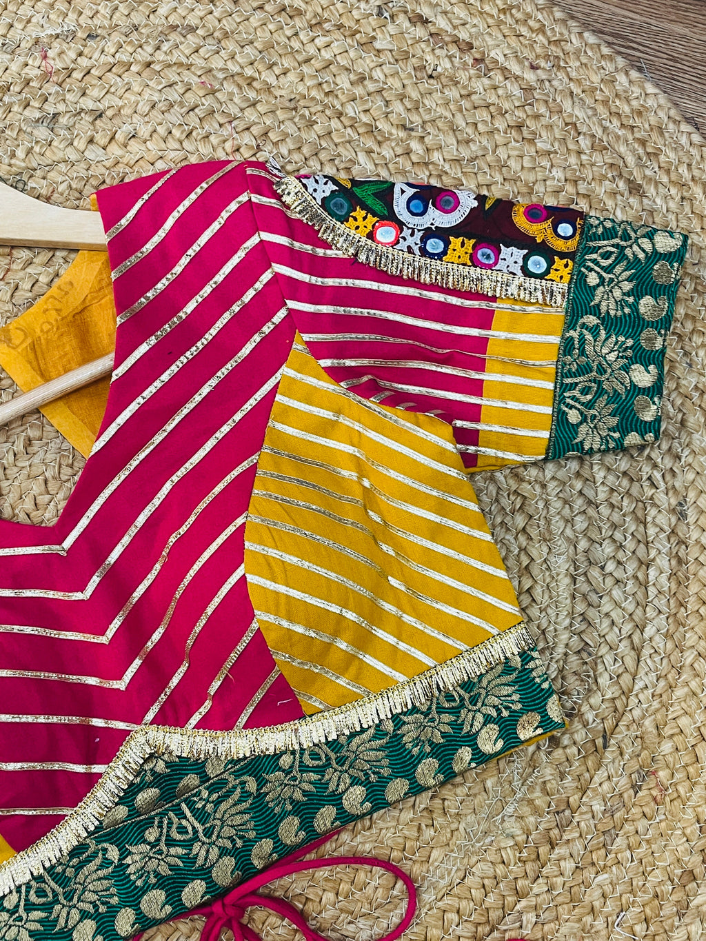 PINK AND YELLOW BANJARA BLOUSE HANDMADEAHOLIC BY MISHKA