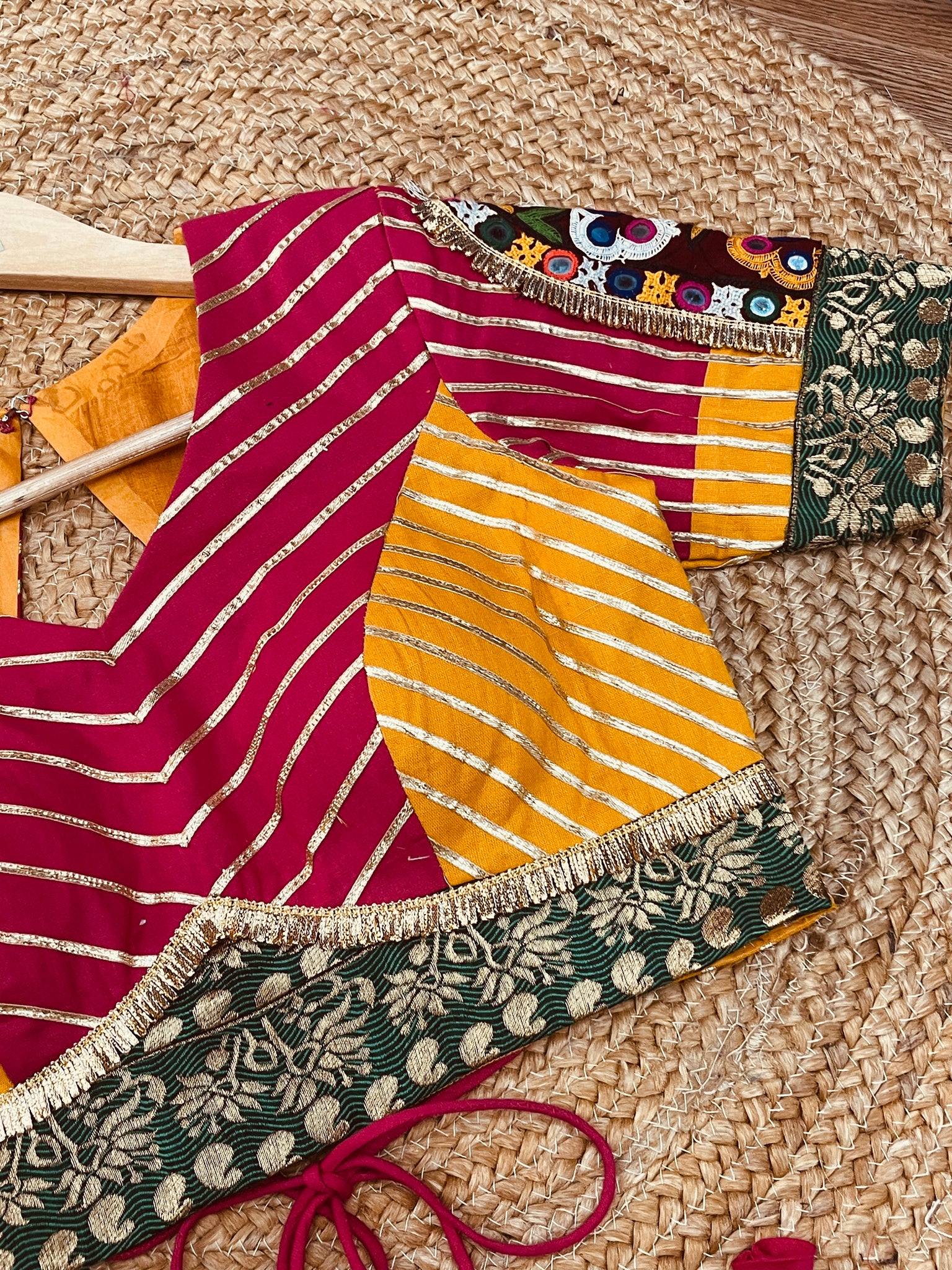 PINK AND YELLOW BANJARA BLOUSE HANDMADEAHOLIC BY MISHKA